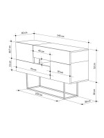 Μπουφές Roberta pakoworld μόκα-λευκό μαρμάρου 145x40x82εκ