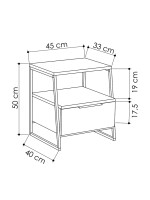 Κομοδίνο Johana pakoworld μαύρο-εκρού 45x40x50εκ