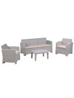 SAVANNA Set Σαλόνι Κήπου Βεράντας  K/D, PP-UV Sand Grey Μαξιλάρια Μπεζ