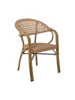 VEGERA Rattan Πολυθρόνα Dining Αλουμίνιο Φυσικό, Wicker Φυσικό, Στοιβαζόμενη