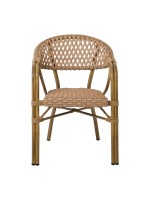 VEGERA Rattan Πολυθρόνα Dining Αλουμίνιο Φυσικό, Wicker Φυσικό, Στοιβαζόμενη