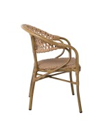 VEGERA Rattan Πολυθρόνα Dining Αλουμίνιο Φυσικό, Wicker Φυσικό, Στοιβαζόμενη