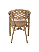 VEGERA Rattan Πολυθρόνα Dining Αλουμίνιο Φυσικό, Wicker Φυσικό, Στοιβαζόμενη