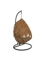 SALSA TROPIC Κρεμαστή Πολυθρόνα, Wicker Φυσικό, Μέταλλο Brown, Μαξιλάρι Μπεζ