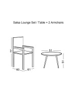 SALSA Lounge Set Καθιστικό Μέταλλο Μαύρο - Γυαλί - Wicker Φυσικό: Τραπεζάκι+2 Πολυθρόνες