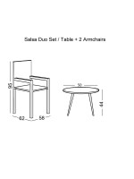 SALSA Duo Set Καθιστικό Κήπου Μέταλλο Μαύρο - Γυαλί - Wicker Φυσικό: Τραπεζάκι+2 Πολυθρόνες