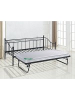 MARIN Set: Daybed (για στρώμα 90x190) + Βοηθητικό Κρεβάτι με Στρώμα 185x85 Μέταλλο Μαύρο