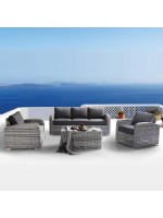 BELMAR Living Set Σαλόνι Κήπου ALU:3Θέσ+2 Πολυθρόνες+Τραπέζι Wicker GreyWhite, Μαξ.Γκρι Σκ.