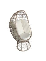 CROWN Πολυθρόνα Egg, Wicker Μπεζ, Μαξιλάρι Άσπρο