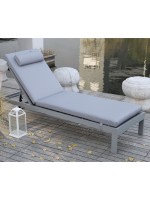 SUNLOUNGER Μαξιλάρι Ξαπλώστρας με Προσκέφαλο,  Ύφασμα Γκρι, Foam+Polyester Φερμουάρ-Velcro