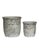 FLOWER POT-15 Set 2 τεμαχίων, Cement Απόχρωση Antique White