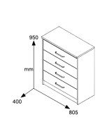 Συρταριέρα OLYMPUS pakoworld με 4 συρτάρια χρώμα wenge 80x40x95εκ