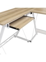 Γραφείο γωνιακό Levi pakoworld-MDF χρώμα oak-λευκό 158x120x73εκ