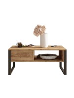 Τραπέζι σαλονιού Honora pakoworld oak-μαύρο 100x60x44,5εκ