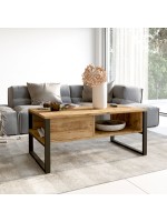 Τραπέζι σαλονιού Honora pakoworld oak-μαύρο 100x60x44,5εκ