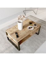 Τραπέζι σαλονιού Honora pakoworld oak-μαύρο 100x60x44,5εκ