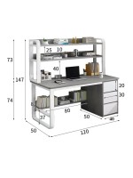 Γραφείο Soco pakoworld με ραφιέρα-MDF γκρι-λευκό 120x50x144εκ