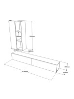 Σύνθετο σαλονιού επιτοίχιο Topaz pakoworld sonoma-λευκό 174.5x27x145εκ