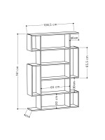 Βιβλιοθήκη MITO pakoworld σε χρώμα antique γκρι-λευκό 108.5x25.5x161εκ