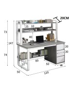 Γραφείο Soco pakoworld με ραφιέρα-MDF φυσικό-λευκό 120x50x144εκ