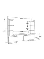 Σύνθετο σαλονιού Clarry pakoworld καρυδί-μαύρο 183.6x31.5x140εκ