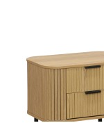 Κομοδίνο Scandi pakoworld με 2 συρτάρια φυσικό-μαύρο 57x42x50εκ