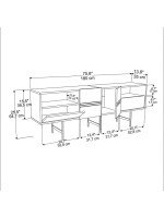 Μπουφές Kevan pakoworld καρυδί-μαύρο πόδι 180x35x65εκ