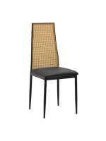 Καρέκλα Lasmipe Inart μαύρο-φυσικό pu-rattan 40x49x96εκ