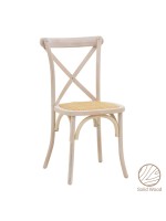 Καρέκλα Dylon pakoworld white wash ξύλο οξιάς-έδρα φυσικό rattan 48x52x89εκ