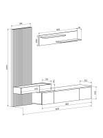 Σύνθετο σαλονιού Litende pakoworld μαύρο-sonoma μελαμίνης 249.5x42x199.5εκ