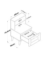 Κομοδίνο Rusta pakoworld μελαμίνης-mdf sonoma-λευκό 45x40x74.5εκ