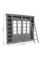 Βιβλιοθήκη Librardy Inart lime wash μασίφ mango ξύλο 247x35x220εκ