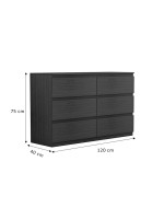 Συρταριέρα Cindy pakoworld 6 συρταριών wenge 120x40x75εκ