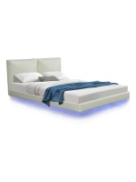 Κρεβάτι διπλό Jessie pakoworld floating style με led-PU εκρού 160x200εκ