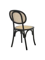 Καρέκλα Zoel pakoworld μαύρο ξύλο οξιάς-φυσικό rattan 45x52x82εκ