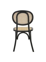 Καρέκλα Zoel pakoworld μαύρο ξύλο οξιάς-φυσικό rattan 45x52x82εκ