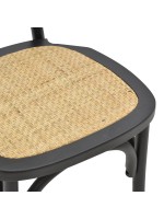 Καρέκλα Zoel pakoworld μαύρο ξύλο οξιάς-φυσικό rattan 45x52x82εκ