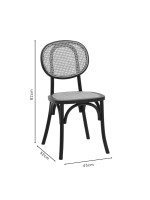 Καρέκλα Zoel pakoworld μαύρο ξύλο οξιάς-φυσικό rattan 45x52x82εκ