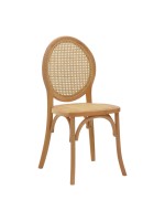 Καρέκλα Camil pakoworld φυσικό ξύλο οξιάς-φυσικό rattan 45x50x94εκ