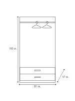 Ντουλάπα ρούχων δίφυλλη OLYMPUS pakoworld χρώμα wenge 81x57x183εκ