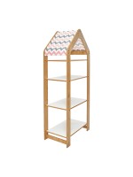 Ραφιέρα Montessori Zoilen II pakoworld φυσικό-λευκό-ροζ mdf 50x30x120εκ