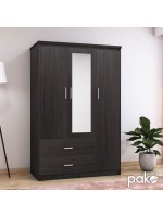 Ντουλάπα ρούχων τρίφυλλη OLYMPUS pakoworld χρώμα wenge 120x57x183εκ