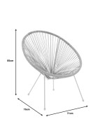 Πολυθρόνα κήπου Acapulco pakoworld λευκό μέταλλο - pe rattan σε φυσική απόχρωση 71x76x85εκ