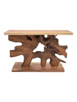 Κονσόλα Nasiol Inart φυσικό μασίφ ξύλο teak 120x40x75εκ