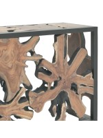 Κονσόλα Donis Inart φυσικό-μαύρο μασίφ ξύλο teak 120x40x75εκ