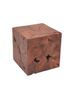 Σκαμπό Boxy Inart φυσικό μασίφ ξύλο teak 40x40x40εκ