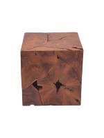 Σκαμπό Boxy Inart φυσικό μασίφ ξύλο teak 40x40x40εκ