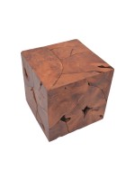 Σκαμπό Boxy Inart φυσικό μασίφ ξύλο teak 40x40x40εκ