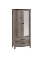 Ντουλάπα ρούχων Tara pakoworld δίφυλλη καθρέπτης rustic oak 84.5x52x193εκ