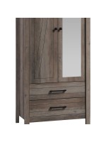 Ντουλάπα ρούχων Tara pakoworld δίφυλλη καθρέπτης rustic oak 84.5x52x193εκ